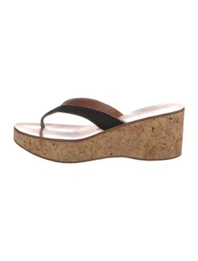 Pre-owned K Jacques St. Tropez Suede Slides In Black