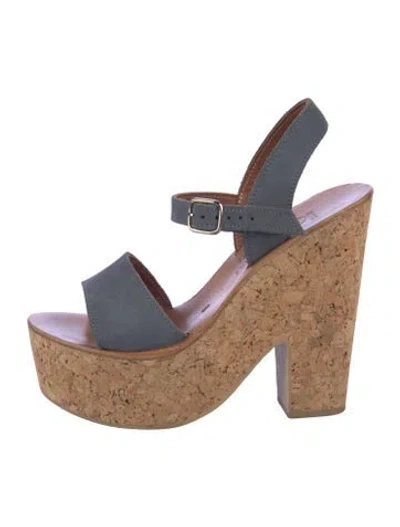 Pre-owned K Jacques St. Tropez Suede Slingback Sandals In Gray