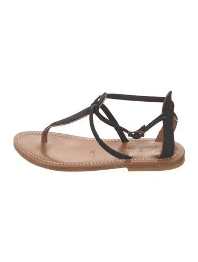 Pre-owned K Jacques St. Tropez Suede T-strap Sandals In Brown