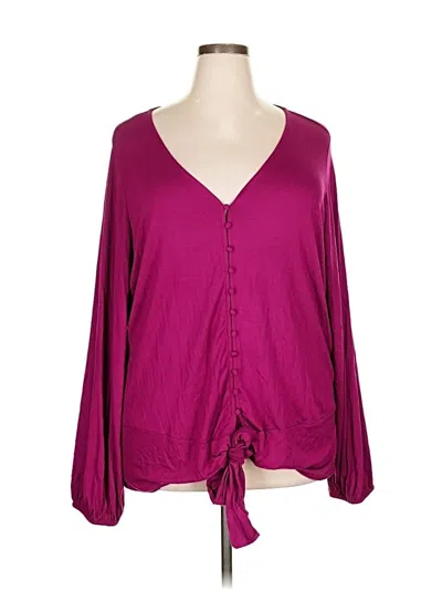 Pre-owned K. Jordan Long Sleeve Top Purple V Neck Tops