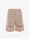 K Krizia Wool Blend Bermuda Shorts With Striped Motif In Sand