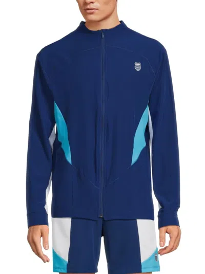 K-swiss Men's Shield Raglan Sleeve Track Jacket In Blue