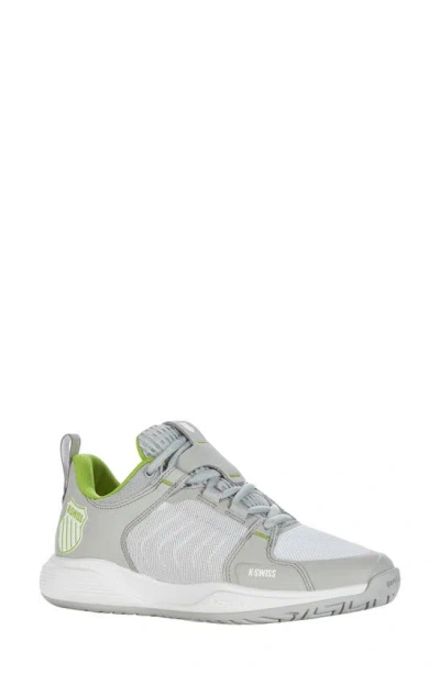 K-swiss Ultrashot Team Tennis Shoe In Grey/ White/ Lime Green