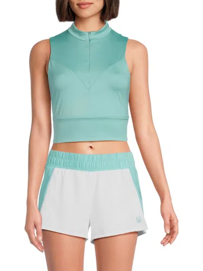 K-swiss Women's Mockneck Crop Top In Nile