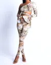 K Too Jungle Asymmetric Shoulder And Legging Set In Mix Animal