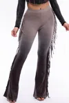 K Too Women's Dip Wash Fringe Flared Pants In Grey Combo In Multi
