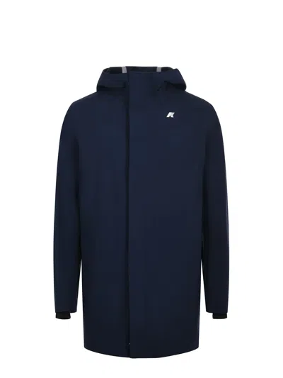 K-way Casual Style Longline Hooded Jacket In Blue