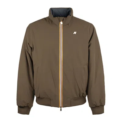 K-way Arsene St Warm Reversible Olive Green And Airforce Blue In Multi