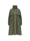 K-way Aube Memory Touch Drawstring Panelled Coat In Green