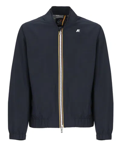 K-way Aurene Stretch Jacket With Contrasting Gros Grain Details In Blue