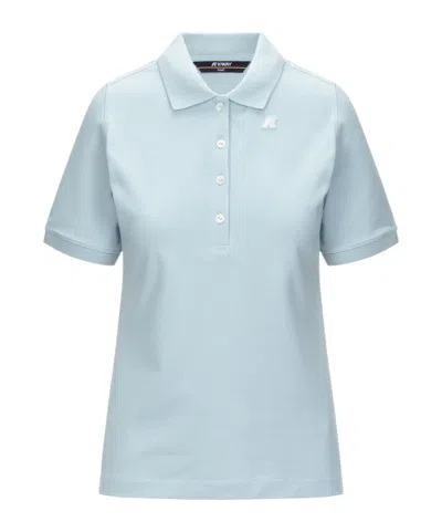 K-way Baby Blue Women's Stretch Piqué Polo Shirt For Casual Wear In Light Blue