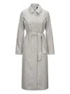 K-way Barbra Belted Trench Coat In Gray