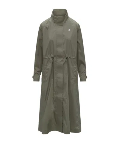 K-way Barbrein Drawstring Long Coat In Gray