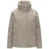 K-way Beige Cashmere Short Jacket With Removable Hood In Gray