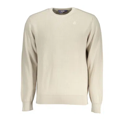 K-way Beige Crew Neck Cotton Sweater With Logo Detail In Neutral