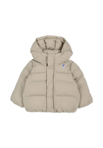 K-way Beige Down Jacket For Baby Boy In Neutral
