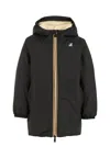 K-way Black Jacket For Kids With Logo In Animal Print
