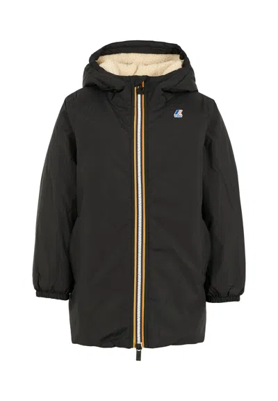 K-way Black Jacket For Kids With Logo In Animal Print