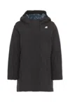 K-way Black Parka For Kids With Logo In Black