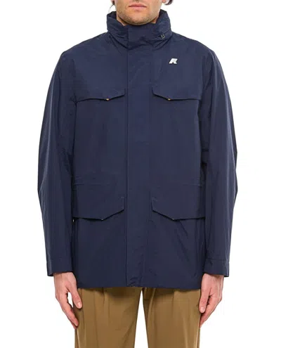 K-way Blue Jacket With Four Pockets And Logo Patch In Black