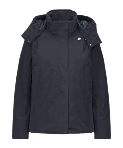 K-way Blue Women's Short Jacket With Primaloft Insulation And Hood