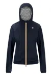 K-way Blue Zip-up Jacket With Hood In Blue
