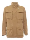 K-way High-neck Four-pocket Jacket In Brown