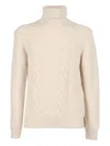 K-way Cable-knit Turtleneck Sweater In Neutral