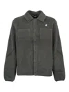 K-way Sherpa Fabric Collared Jacket Front Pockets In Gray