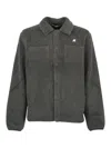 K-way Sherpa Fabric Collared Jacket Front Pockets In Green