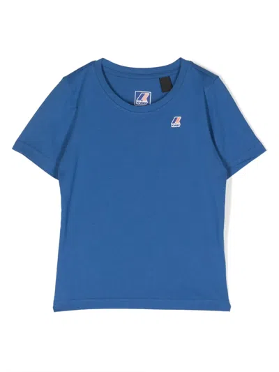 K-way Kids' Chest Logo-patch T-shirt In Royal Blue