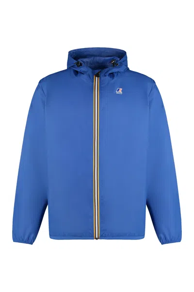 K-way Claude Hooded Nylon Jacket In Blue
