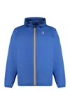 K-way Hooded Jacket With Adjustable Drawstring And Pockets In Blue