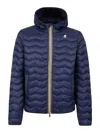 K-way Logo-patch Hooded Padded Jacket In Blue