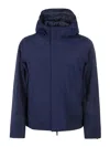K-way High-collar Adjustable-hood Coat In Blue