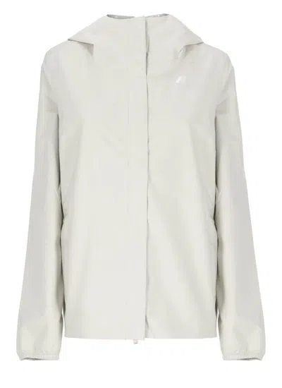 K-way Beige Marguerite Stretch Dot Jacket In Gray