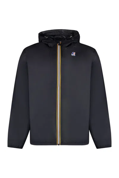 K-way Claude Hooded Nylon Jacket In Black