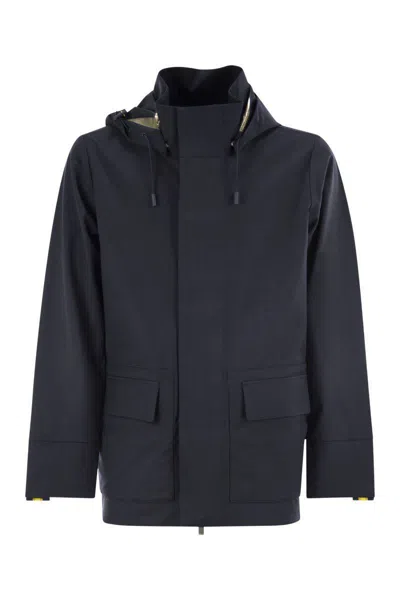 K-way Erhal Tech Wool Blend - Hooded Jacket In Blue