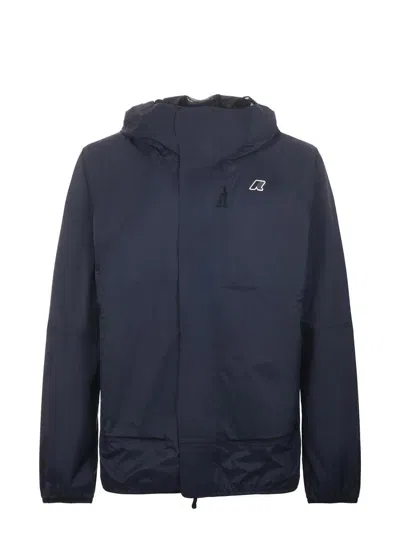 K-way Water-resistant Jacket With Hood In Blue
