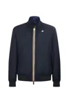 K-way Logo Printed Zipped Reversible Jacket In Blue