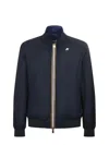 K-way Logo Printed Zipped Reversible Jacket In Blue