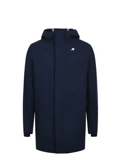 K-way Casual Style Longline Hooded Jacket In Blue