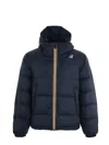 K-way Logo-patch Hooded Padded Jacket In Blue
