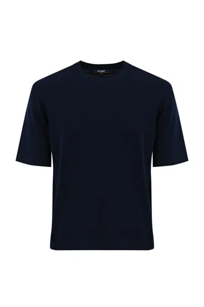 K-way Combe Cotton T-shirt In Blue Depht