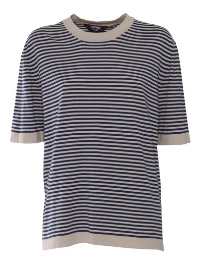 K-way Combe Stripes Sweater In Beige
