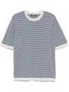 K-way Striped Crew Neck T-shirt In Sand Beige In Blue