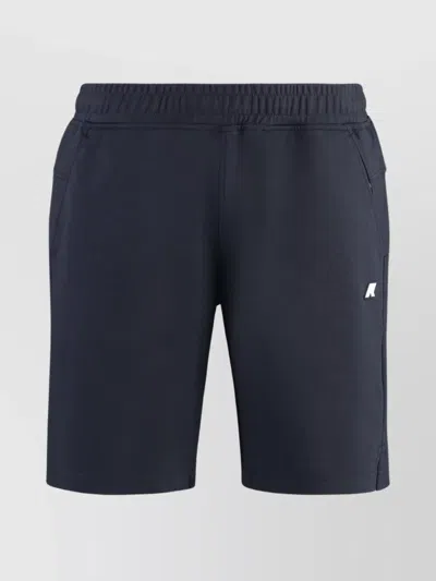 K-way Cotton Bermuda Shorts With Elastic Waistband In Blue