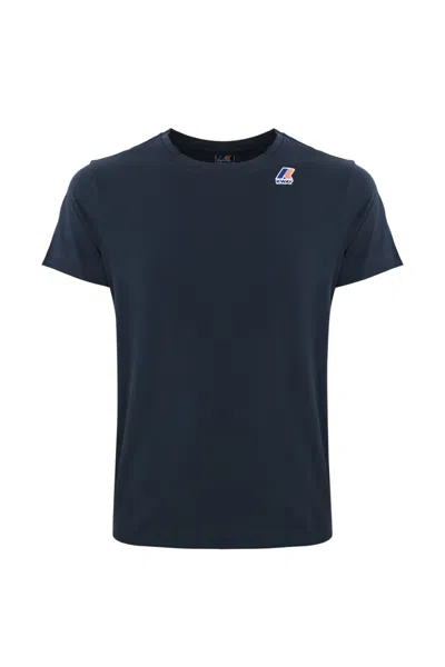 K-way Cotton T-shirt With Logo In Blue Depht