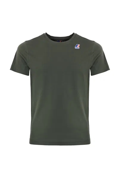 K-way Cotton T-shirt With Logo In Green Blackish