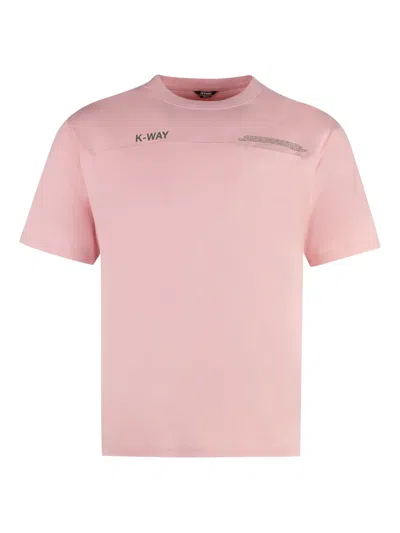 K-way Crew-neck Cotton T-shirt In Pink